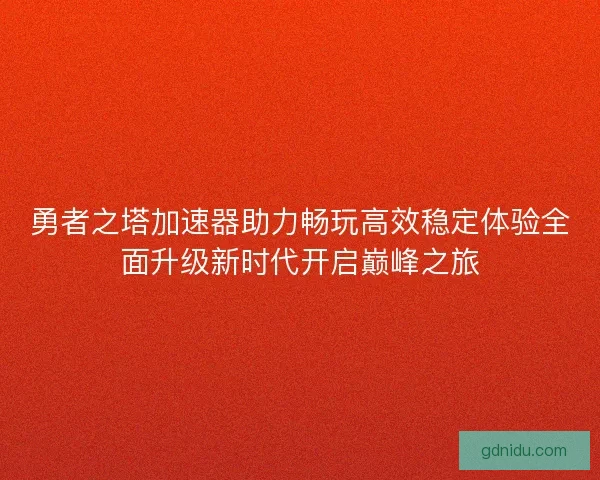 勇者之塔加速器助力畅玩高效稳定体验全面升级新时代开启巅峰之旅